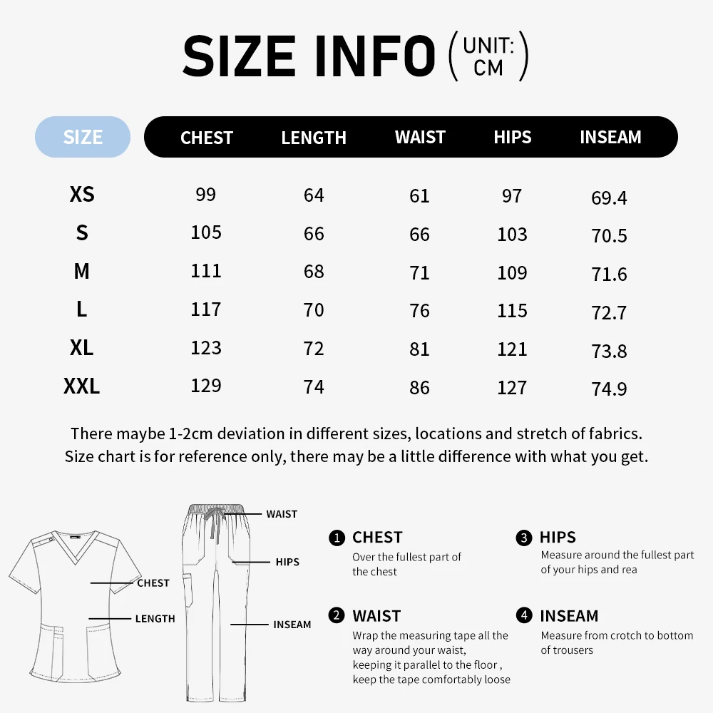 Niaahinn High-quality Nursing Scrubs Uniform Short Sleeve Tops+Pants Set Women Multicolor Pet Medical Workwear Nurse Accessories view 6