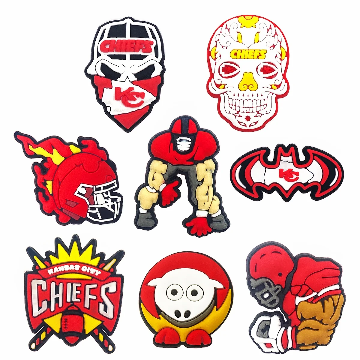 8PCS Football Shoe Charms Sports Team Charms PVC Pins Footba