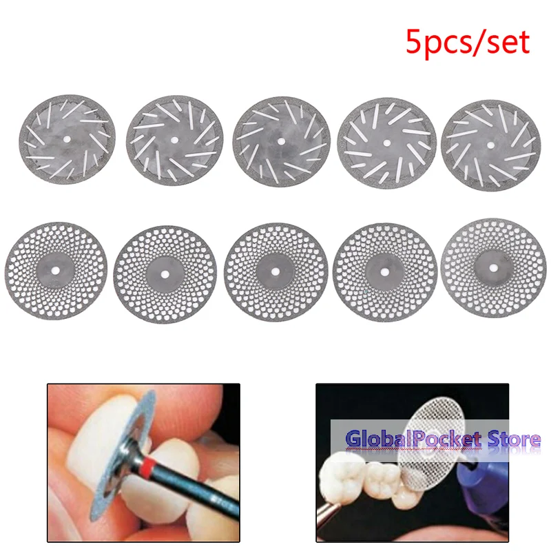 [TG823]5pcs Dental Ultra-thin Double Sided Diamond Cutting Disc Mandrel Teeth Whitening