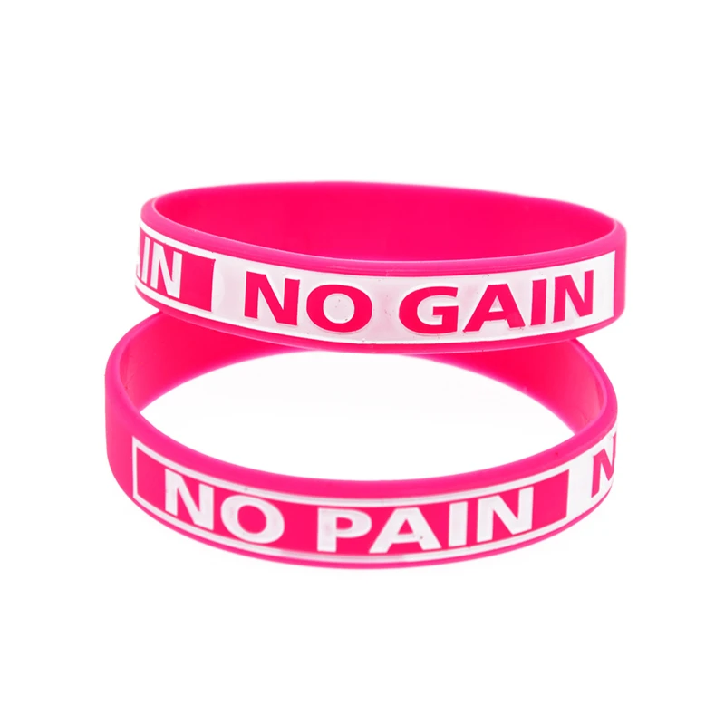 50 Stück Motivierende Fitness-Gummibänder, 1/2 Zoll breit, „No Pain No Gain“-Silikonarmbänder, 4 Farben erhältlich – Detail 7