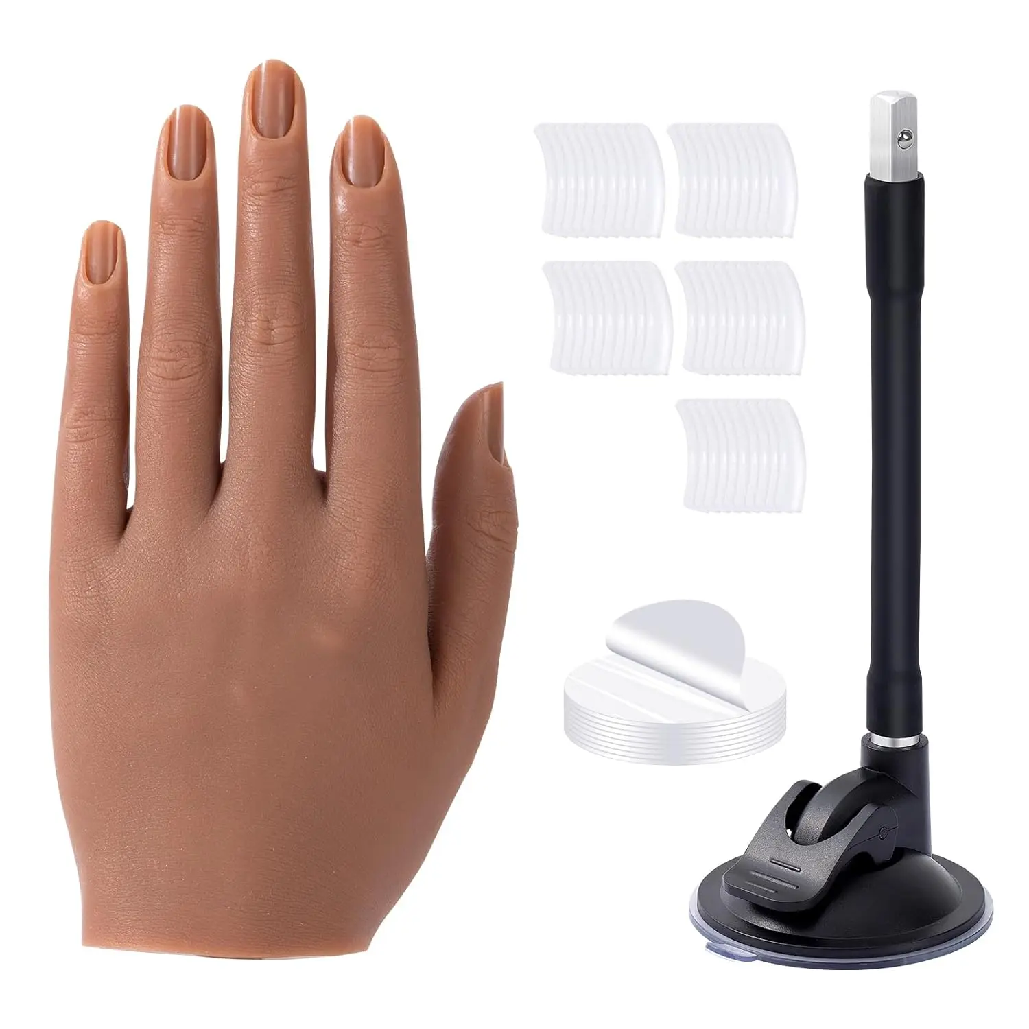 Nail Practice Female Hand Model with Stand Realistic Silicone Mannequin Hand with Flexible Bendable Fingers for Training Hand