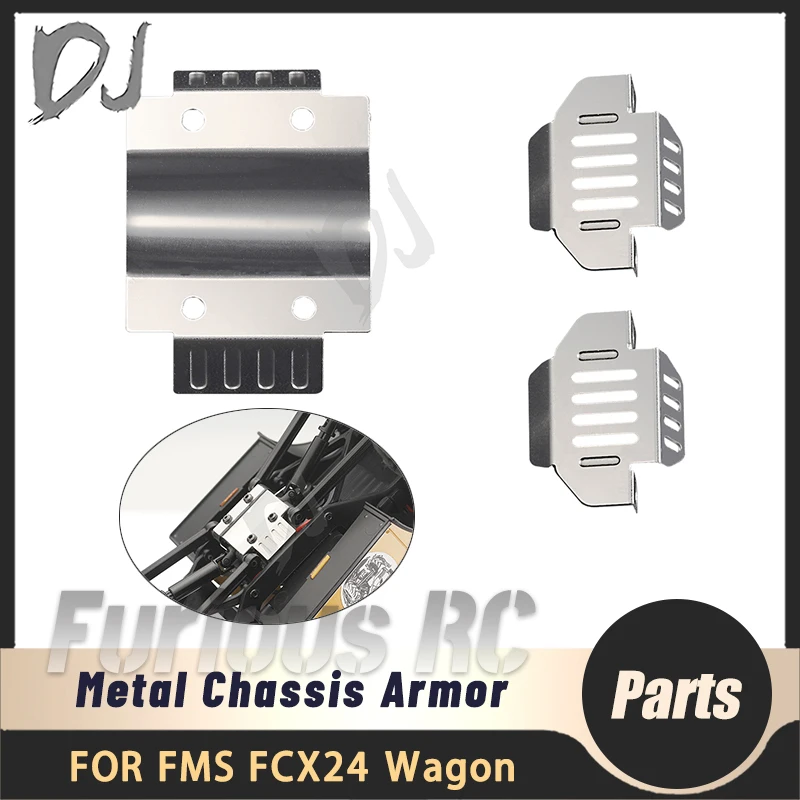 DJ Parts Metal Chassis Armor for FMS FCX24 Wagon 1/24 MINI RC Model Car Crawler Retrofit Accessories