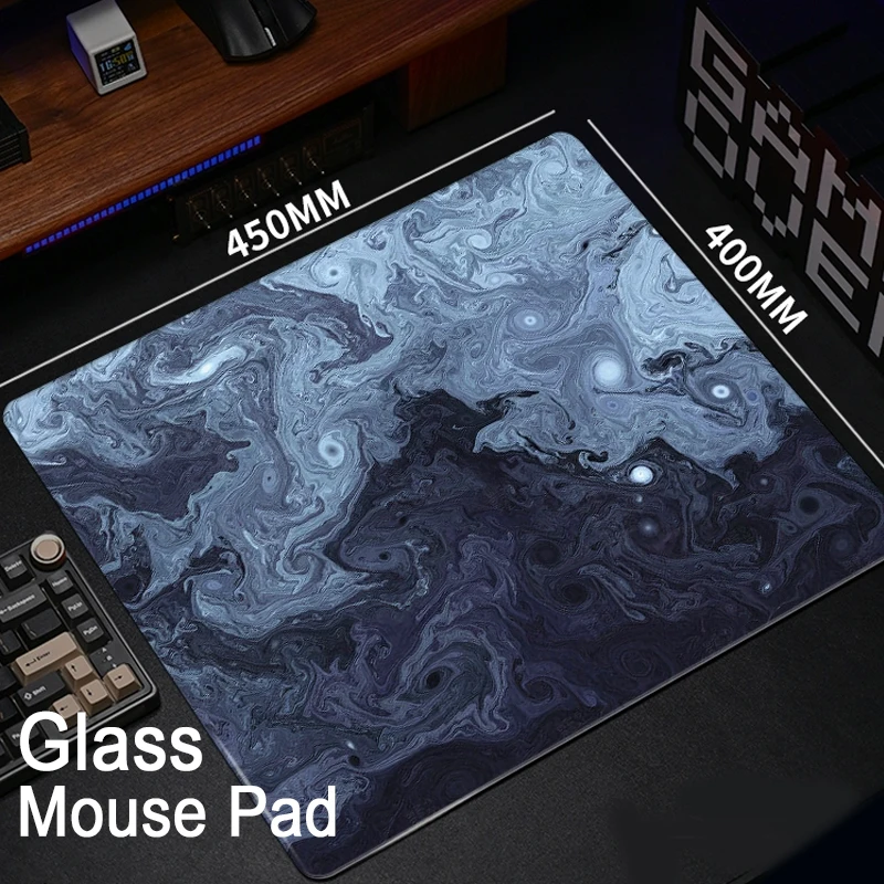 

Creative Colorful Wave Pattern Glass Gaming Mouse Pad - XXL Retro Hard Tempered Photovoltaic Surface for FPS eSports Gaming