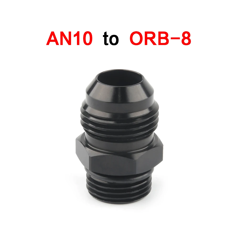 AN10 Male to ORB-8 Female Adapter, 6061 Billet Aluminum Fitting, Black Hose Connector for Racing Fuel Oil Transmission Lines