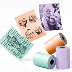 Thermal paper mini printer paper Color sticky paper adhesive paper for learning and office Art DIY for M02 T02 HD Photo 3 Rolls