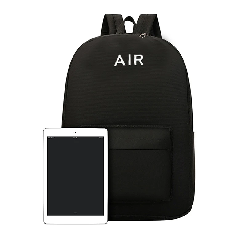 حقيبة ظهر ذات طراز محايد للرجال والنساء، مناسبة للسفر والاستخدام المدرسي. مع تصميم مطبوع عليه حروف.