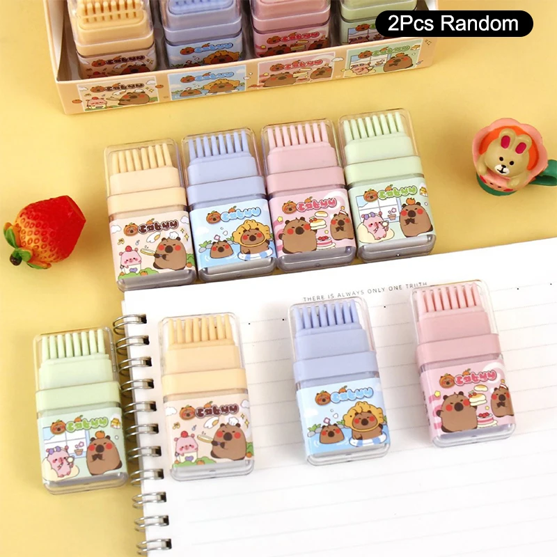 مجموعة ممحاة كاواي كابيبارا مكونة من قطعتين - ممحاة قلم رصاص لطيفة للمدرسة والمكتب والقرطاسية والهدايا