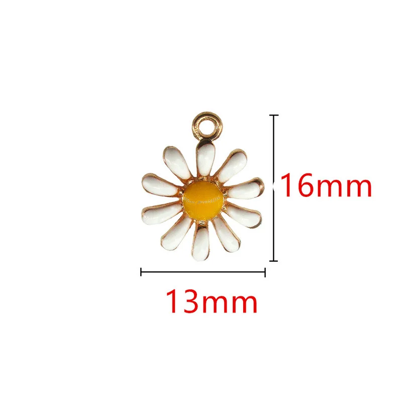 10PCS Beauty Lady Jewelry Gold Tone Sunflower Great Enameled Daisy Shape Alloy Charm Necklace Pendants Jewelry Crafts