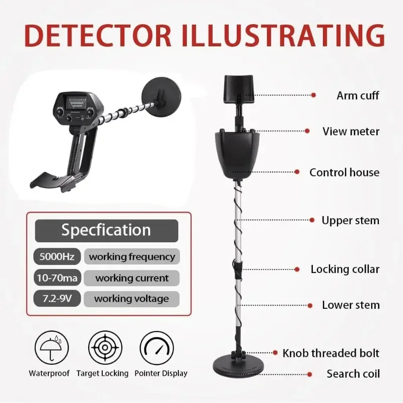 MD4030 Professional Metal Detector Pinpointer Portable Gold Finder Machine Treasure Hunter Gold Depth Metal Detector