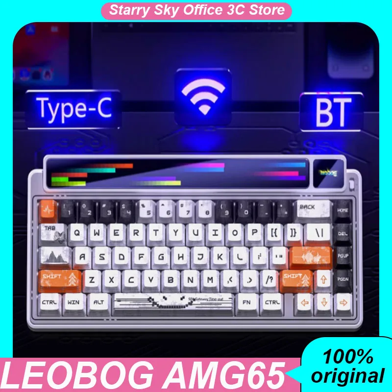 

LEOBOG AMG65 Механическая клавиатура Беспроводная трехрежимная светодиодная смарт-экран с возможностью горячей замены 67 клавиш 8000 мАч ПК Киберспорт Игровые клавиатуры для ноутбуков