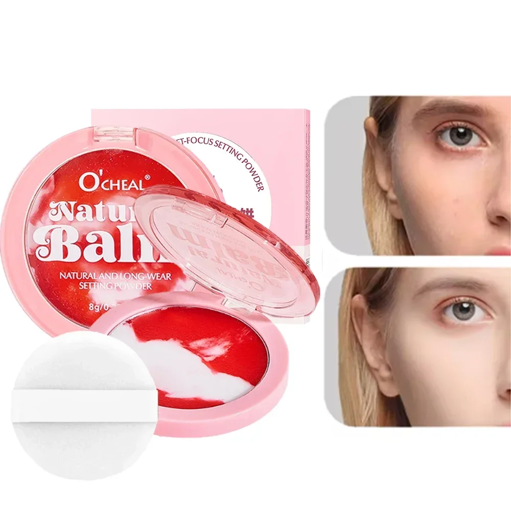 O'cheal Cipria opaca compatta con soffio - Polvere fissante per trucco impermeabile a lunga durata 24 ore con controllo dell'olio per una finitura liscia