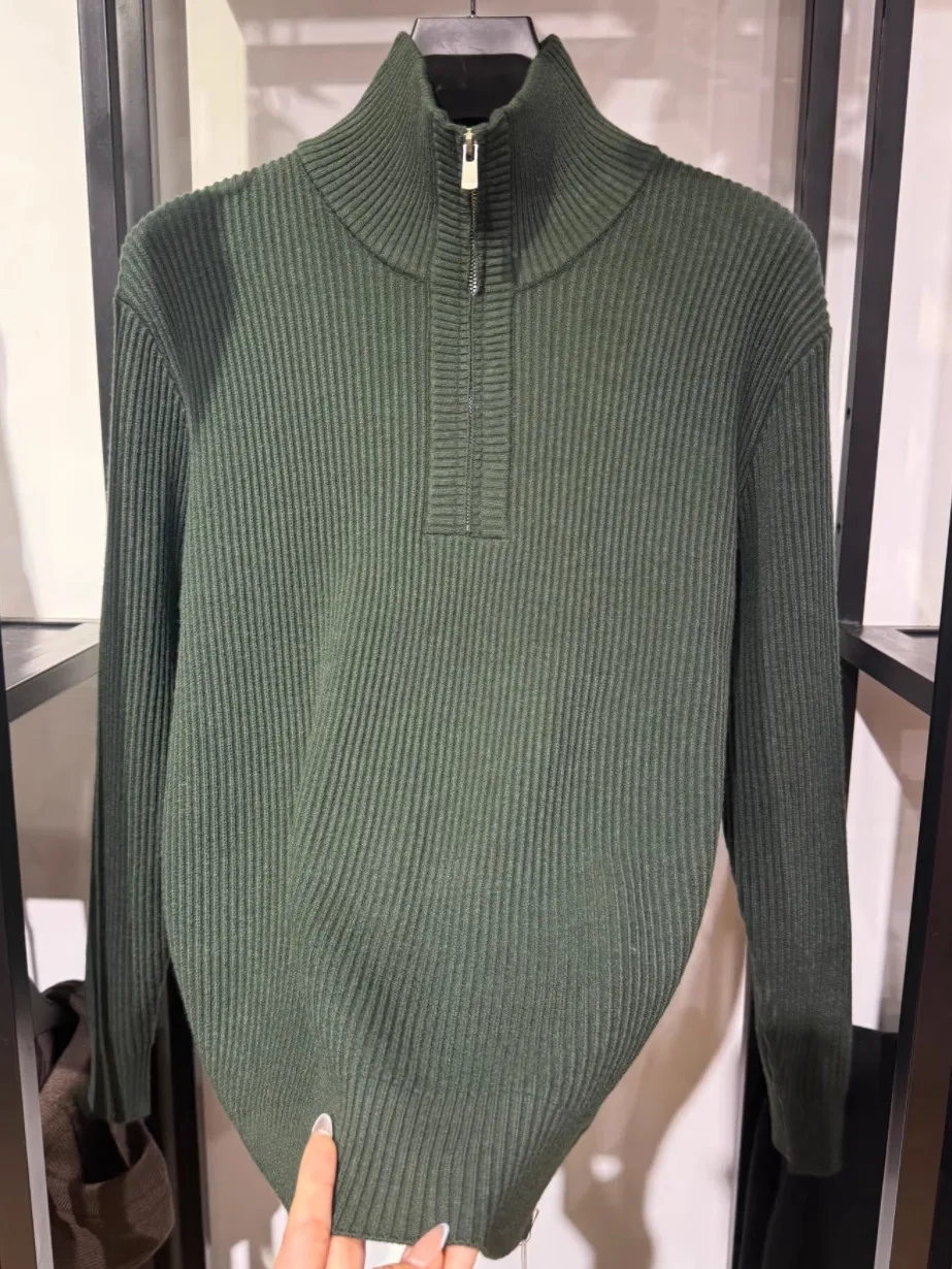 

New Men's Autumn Winter Stand Collar f Zip Knitted Sweater Busin Sle Slim Fit Faionable Trendy Casual Long Sve