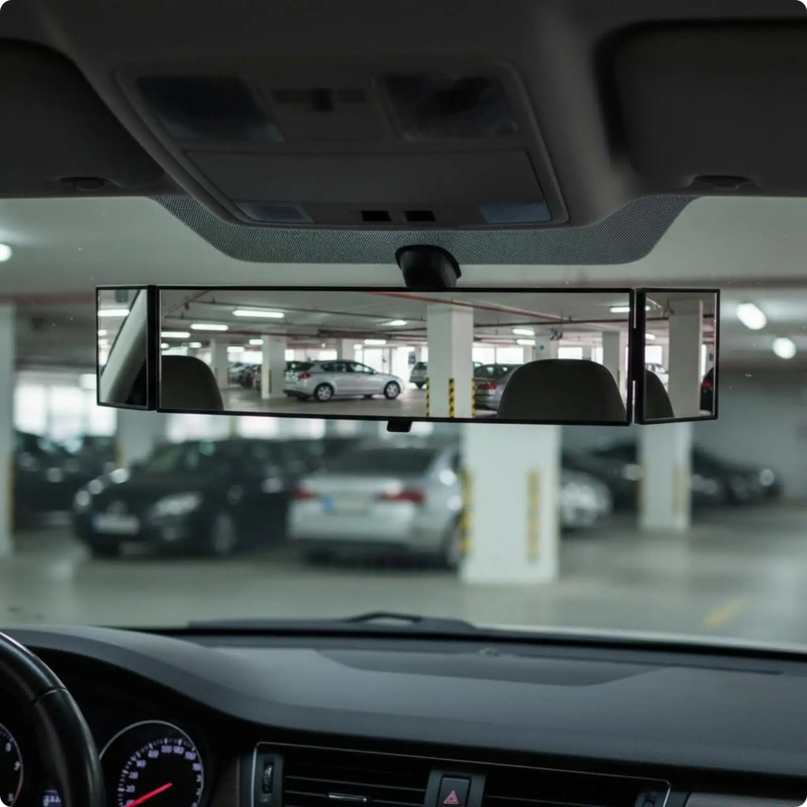 Car Mirror Wide Angle View Universal Fit Interior Rearview Mirror with Adjustable Side Glass Panels