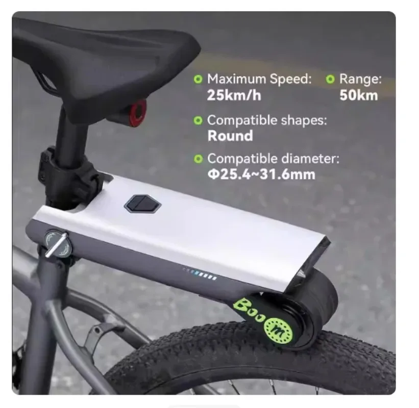 Electric Bike Conversion Kit 31 Miles Range Pedal Assist for Road Bike 12V10AH Chargeable Battery 15.5Mph Tool-Free Installation