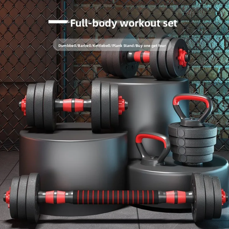adjustable-cement-dumbbells-and-barbell-fitness-equipment-set-combination-home-gym-gear-rubber-coated-weight-lifting-tools
