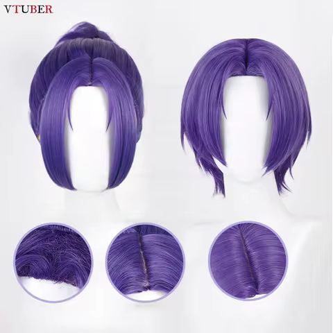 3 Styles Reo Mikage Cosplay Wig Anime Short/Long Purple Ponytail Heat Resistant Synthetic Hair Halloween Party Wigs + Wig Cap