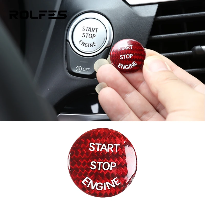 

ROLFES Carbon Fiber Interior Engine Start Stop Button Cover Trim For BMW F01 F02 F10-F13 F15 F16 F20-F23 F25 F26 F30-F33 X1 X3