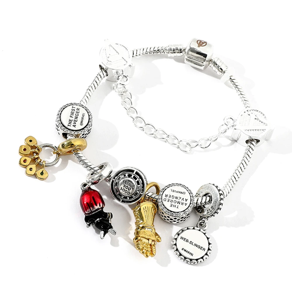 Superhero Marvel bracciale Infinty Stones Avengers Jewelry braccialetto estetico con ciondoli in metallo perline di cristallo fai da te marca