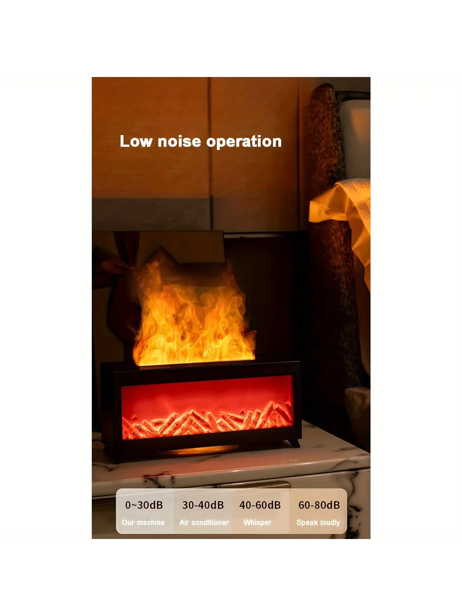 Colorful Flame Humidifier, 7 Colors Variable, Ultra Silent, For Room, Bedroom (No Water Auto Shut-off-150ml)