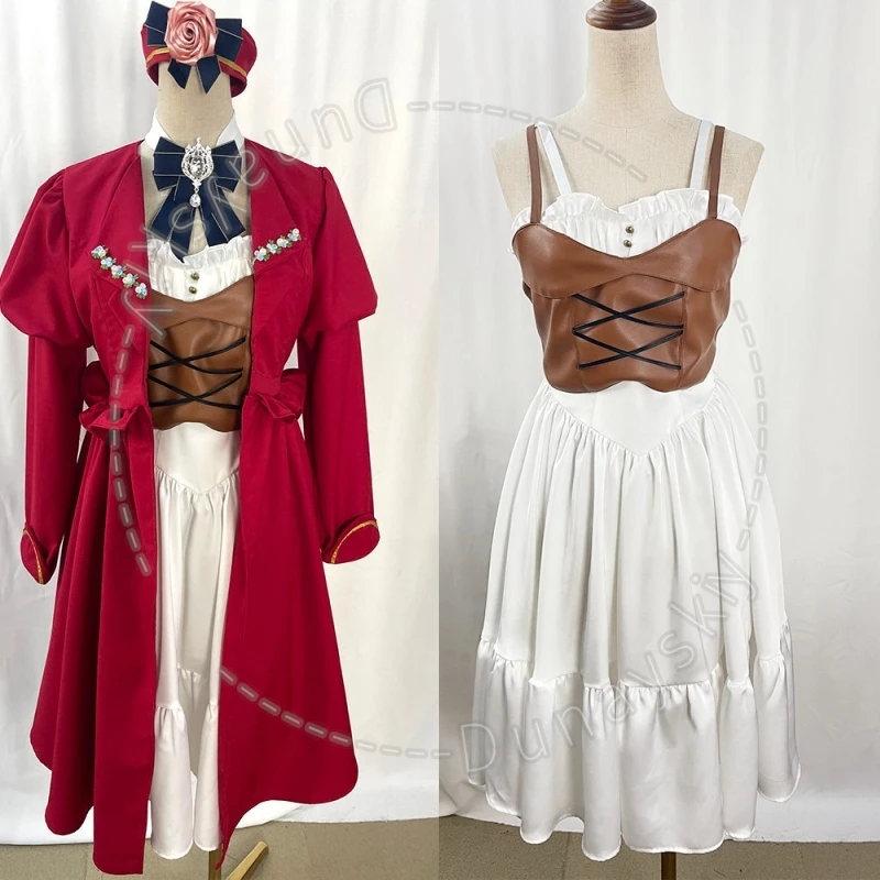 

Game Anime Volcano Princess Winter Rose Cosplay Costume Hat Vest Dress Stage Custom Made Anime Game Role Play Uniform Long Dress