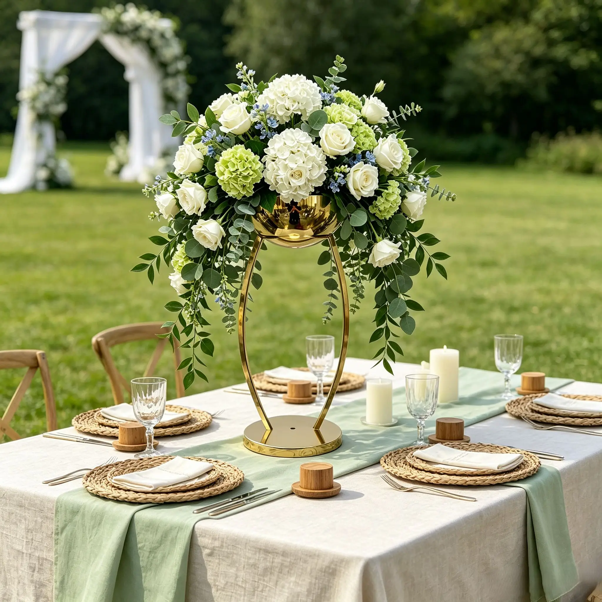 Metal Flower Bowl Centerpiece Stand Black White Gold Tone Floral Holder For Wedding Aisle Dining Banquet Party Table Decor