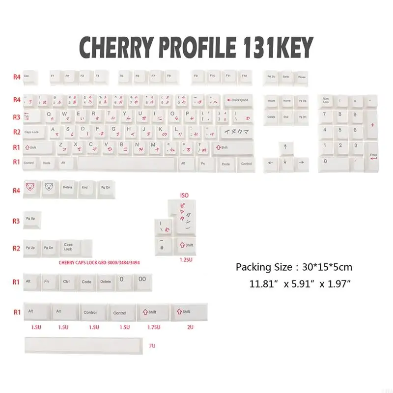 Teclas cereza oso dibujos animados F3MA para teclado mecánico GK61/68/87/104/108 MX