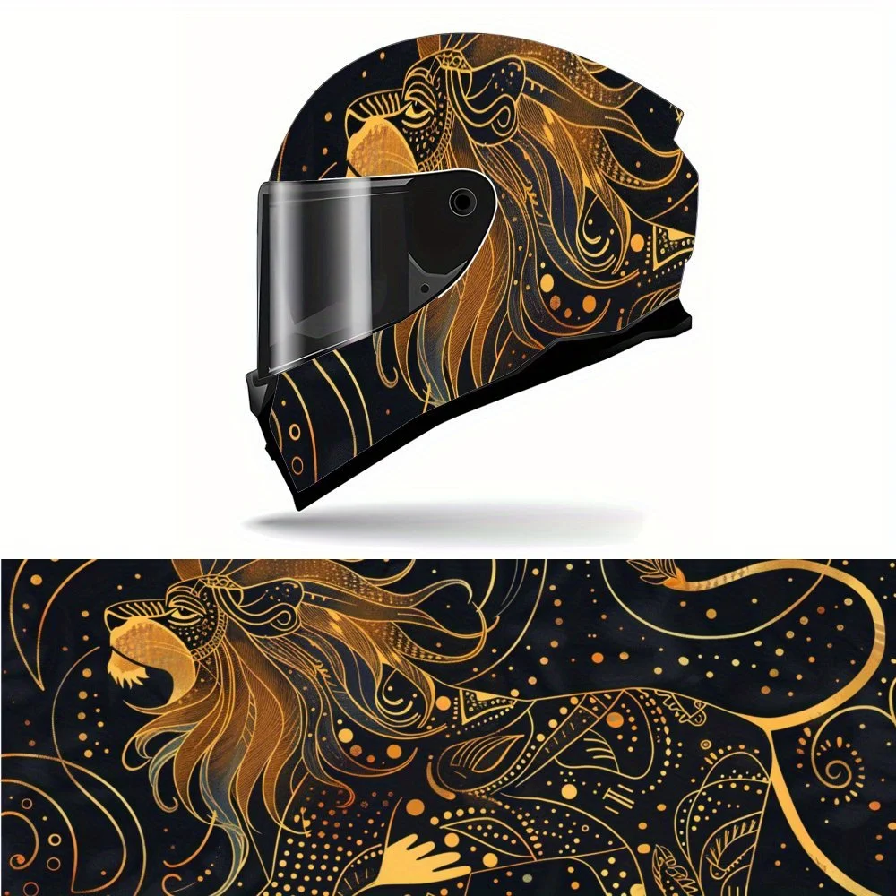 

Fantasy Starry Lion Print Full Helmet Wrap Sticker Motorcycle Helmet Racing Graphic Decal Vinyl Wrap Helmet Decorative Sticker W