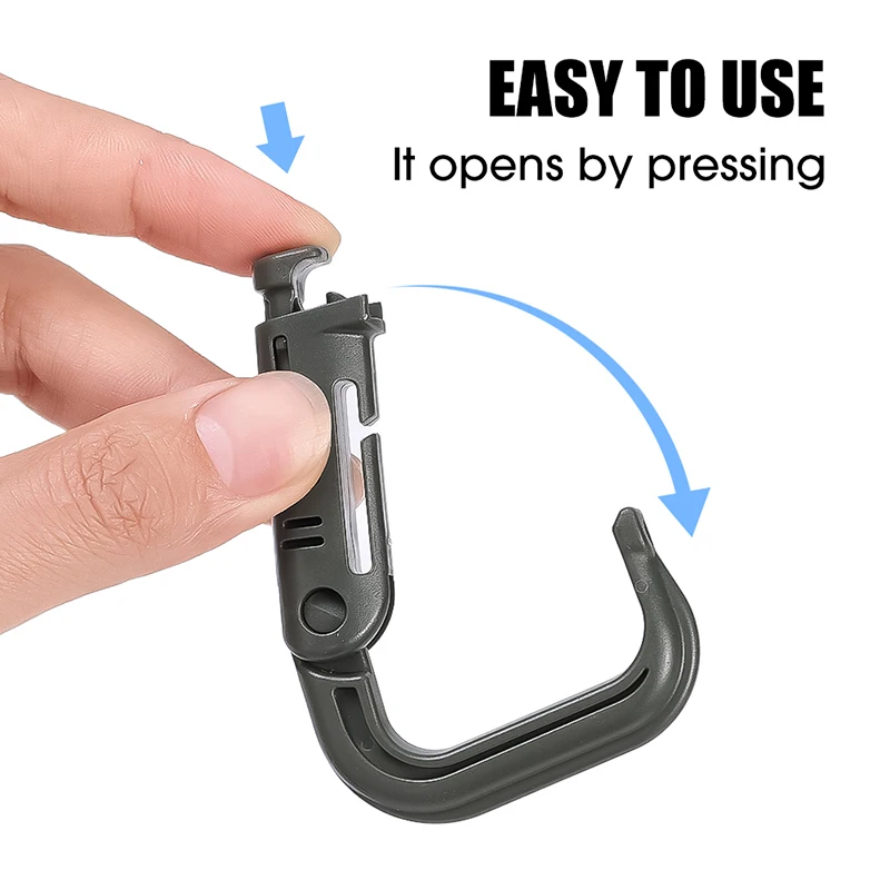 5PCS Grimloc Molle Carabiner D 잠금 링 플라스틱 클립 스냅 유형 링 버클 Carabiner 키 체인 패스너 가방 버클