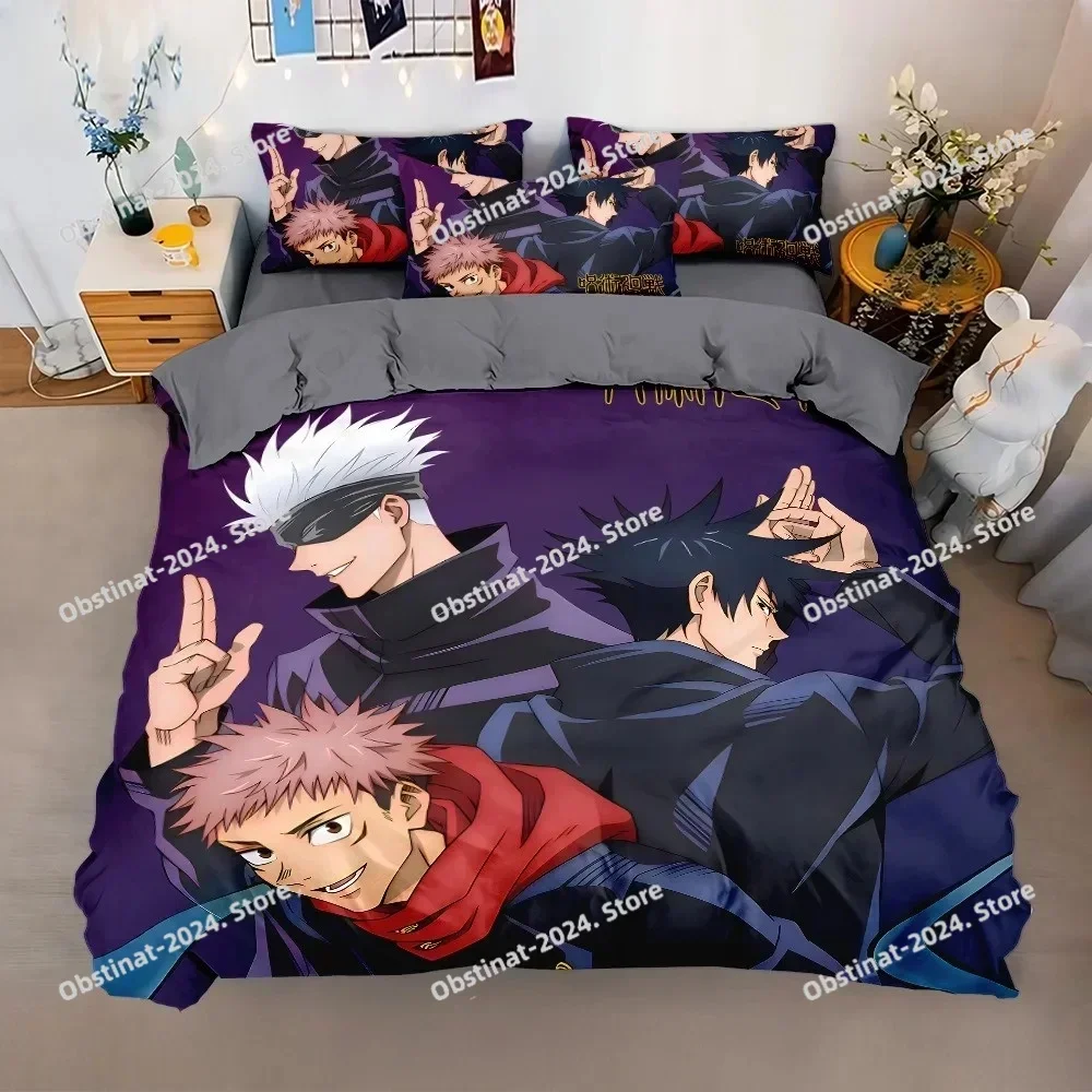 Jujutsu Kaisen Bedding Set,Japan Famous Anime Duvet Cover Sets,Satoru Gojo Bedding Set for Teenagers Boys Adults