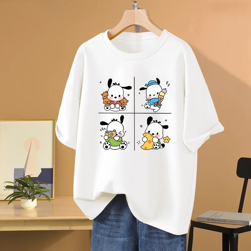 Sanrio Pochacco Men's and Women's printing T-shirt men and women casual street sports student couple T-shirt