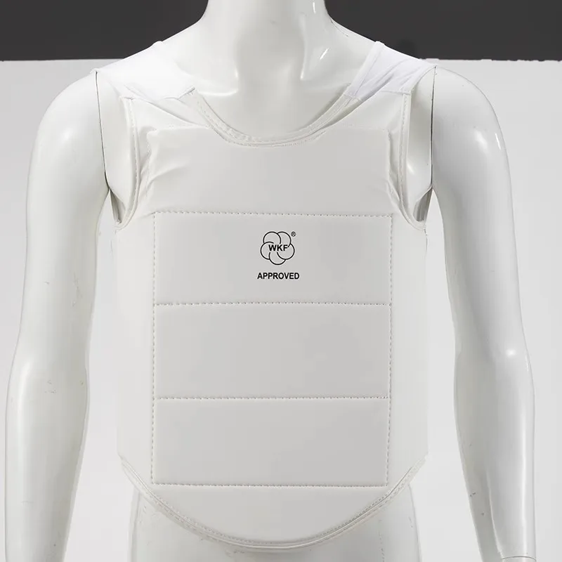 Protector de Pecho Blanco para Karate WKF, para Niños, Adultos, Hombres, Mujeres, Estudiantes, Protector de Pecho Blanco para Karate, Boxeo, Kickboxing, Chaleco con Logotipo Impreso