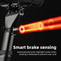 ROCKBROS Bicycle Smart Auto Brake Sensing Light IPx6 Waterproof Type-C Charging Taillight Bike Rear Light Accessories Q5 Mini