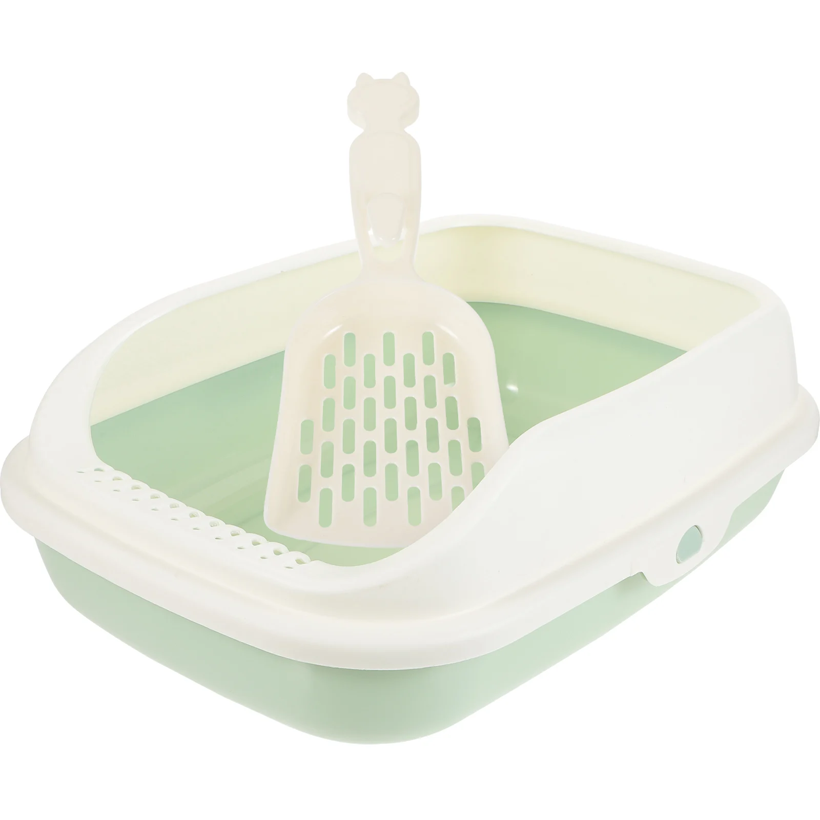

Cat Litter Household Toilet Bedpan 40x28x13cm Green Open Litter Box Portable Low Entry Kitten Pet Supplies Easy Cleaning
