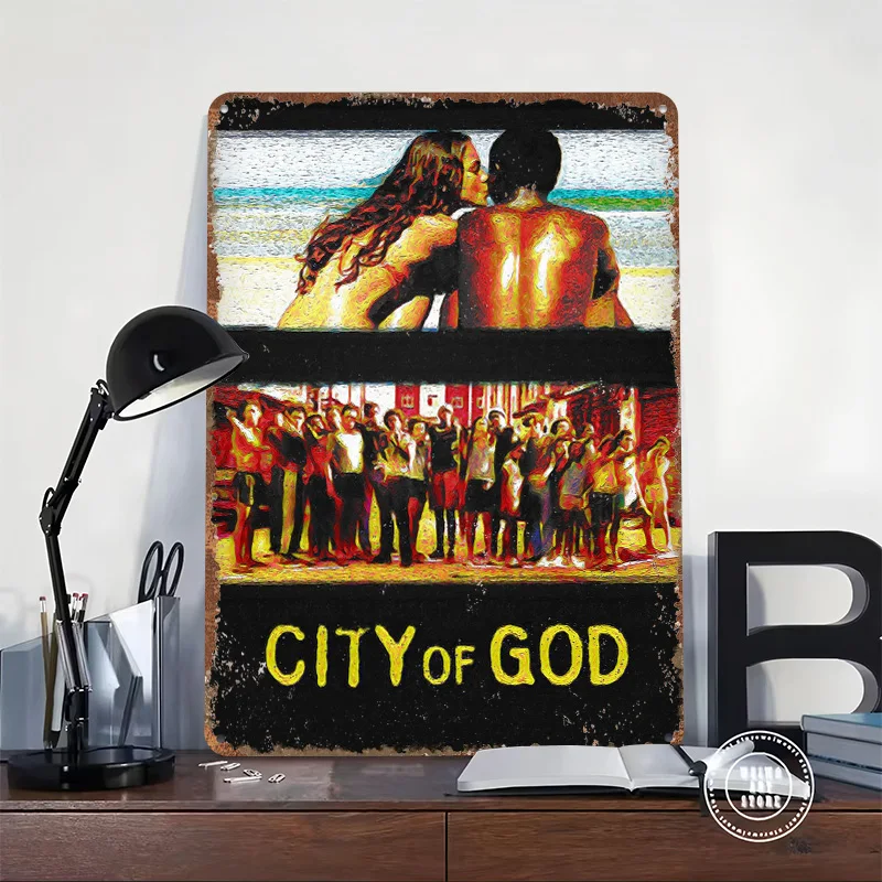 مدينة الله فيلم تين تسجيل ملصق معدني Mancave الديكور الألعاب علامات معدنية قابلة للتخصيص ل جدار الفن الديكور مكتب ديكور