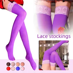 Sexy Stockings Lace Women's Thigh High Over Knee Socks Opaque Black Girls Stretchy Elastic Spring Autumn Fashion Solid Stockings