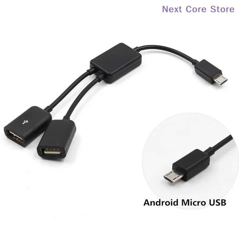 1Pcs Dual Micro USB OTG Hub Host Adapter Cable For Tablet PC And Smart Phone