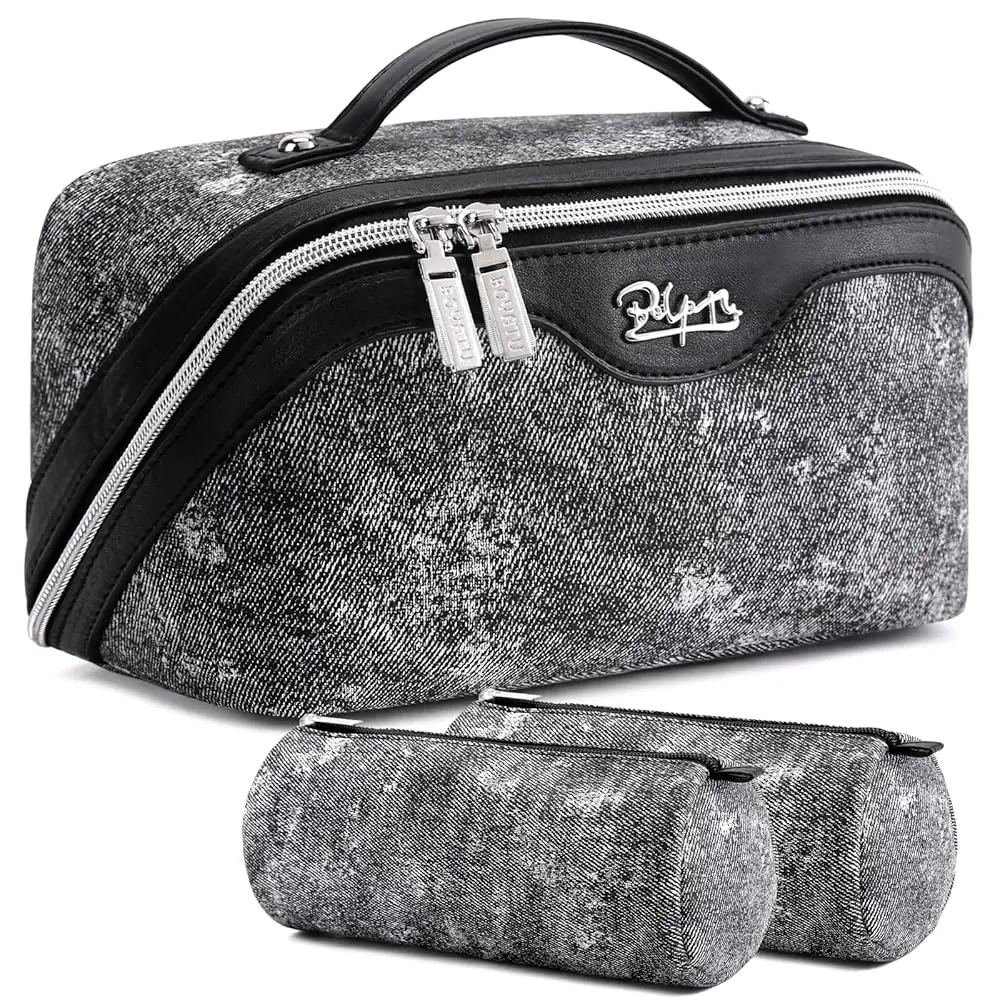 

Travel Makeup Bag Cosmetic Bags for Women: 3 Sets Large Capacity Make up Bag - Portable Toiletry Bags with Handle for Women(0