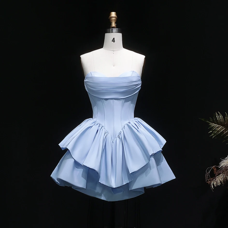 Sharon Said Fuchsia Sweetheart Homecoming Dress Corset Satin Tiered Ruffle Dubai Mini Cocktail Prom Party Gowns RM142 Customized – Detail 12
