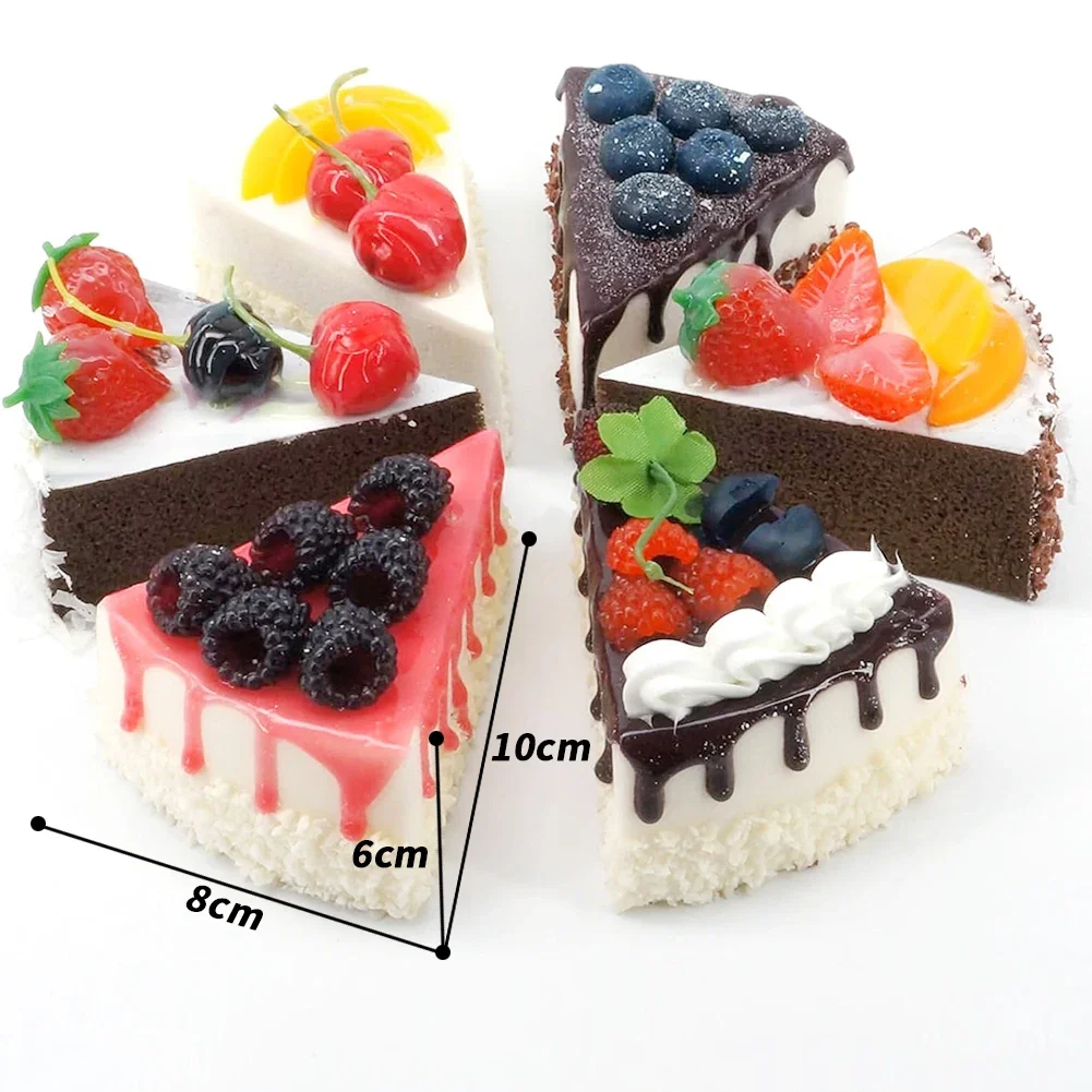 6 Pcs Faux Slice Cake Artificial Desserts Replica Simulated Cake For Kitchen Bakery Shop Display Birthday Wedding Decorations
