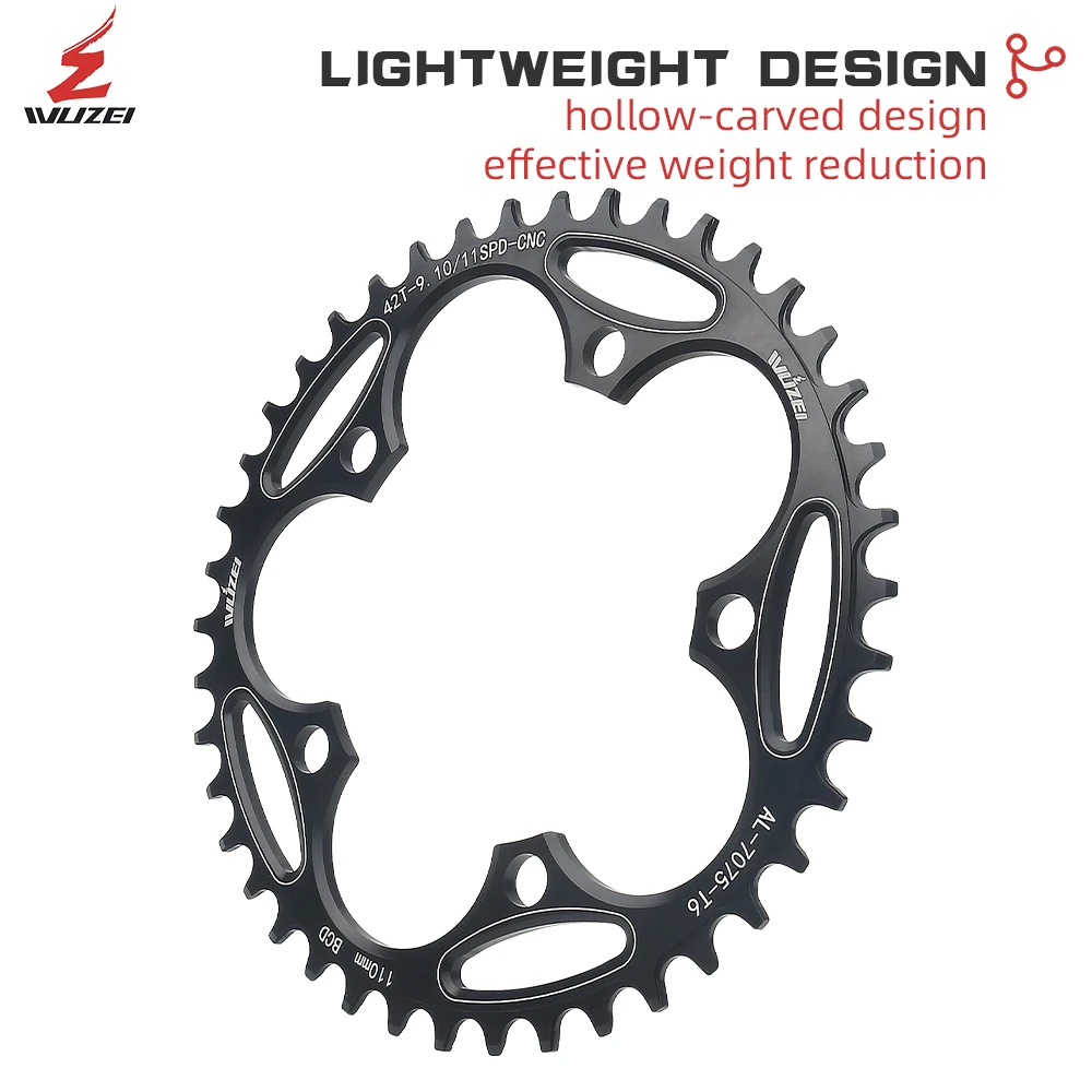 WUZEI 110BCD Road Bike Narrow Wide Chainring 36T 38T 40T 42T 44T 46T 48T 50T 52T 54T 56T 58T 60T 110 BCD Bicycle Sprocket