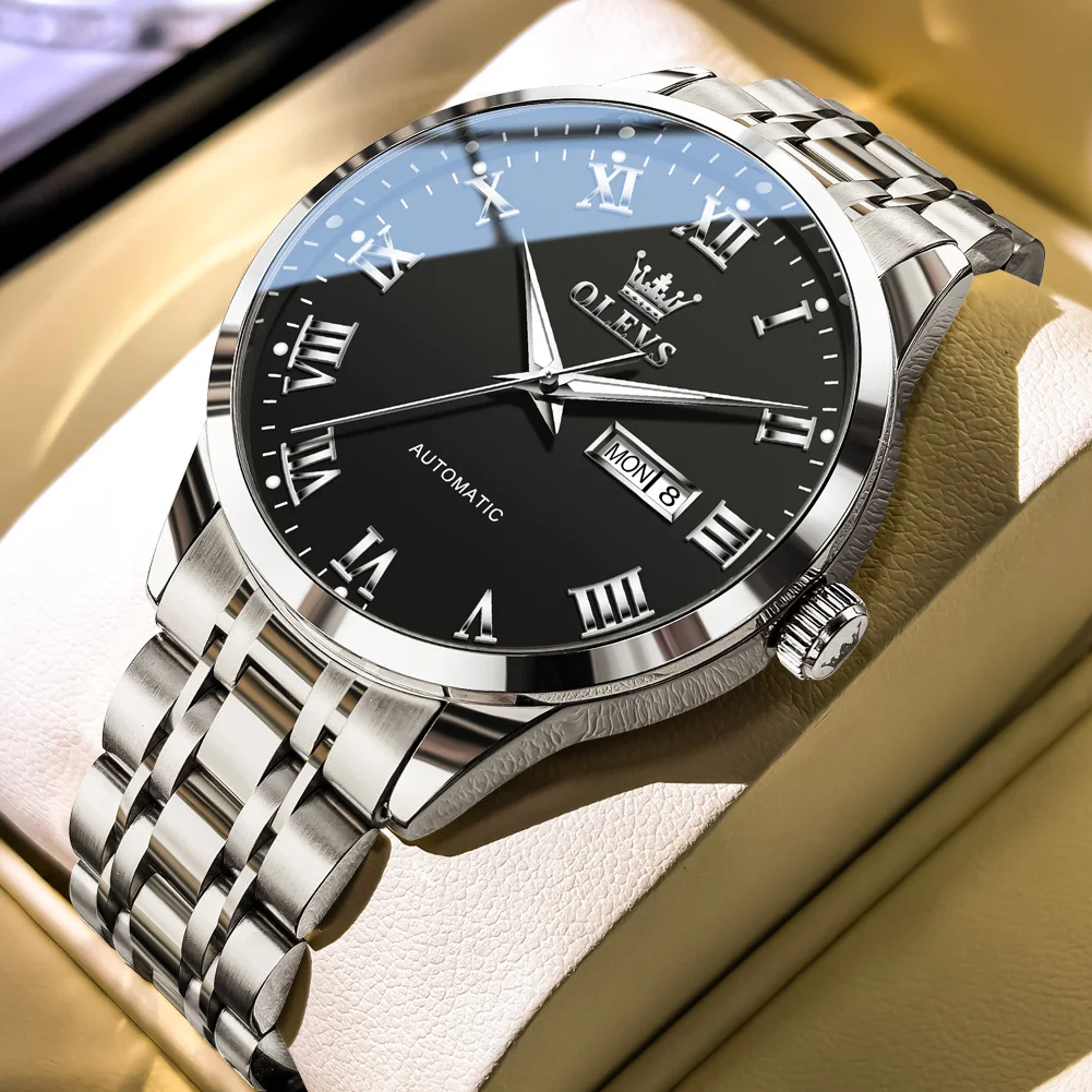 

OLEVS Top Brand Luxury Mechanical Watch Casual Sport Stainless Steel Automatic Men's Watches Date Business Wristwatches