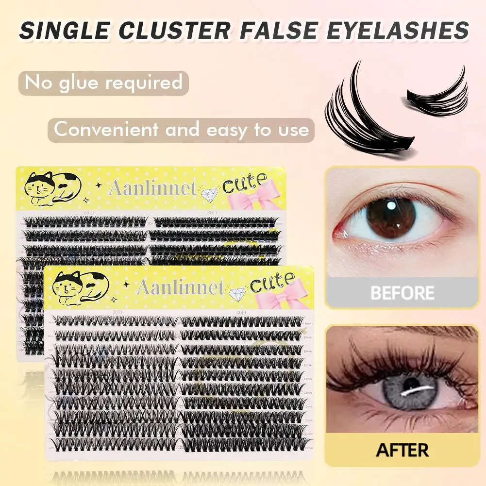 400 Clusters 3D False Eyelashes Naturally Dense Fully Eyelash Extension 30/40/60/80D Curly Thick Eyelashes For Women Makeup Tool