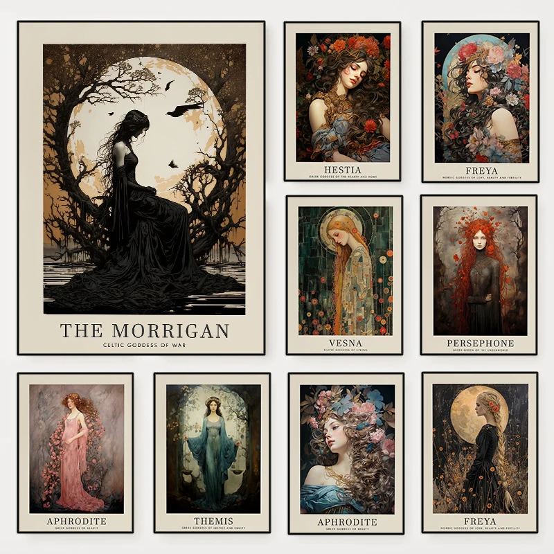 آلهة الجمال الأساطير المشارك الفن الحديث طباعة الإلهية المؤنث قماش اللوحة فينوس جدار الفن غرفة المعيشة ديكور المنزل #1