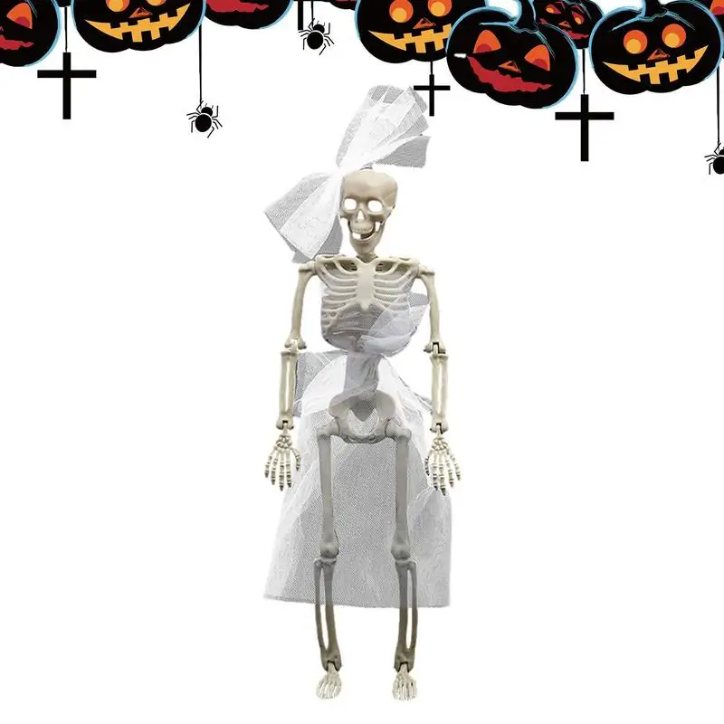 Skeleton Halloween Decorations Full Body Skeleton Decor With Movable Joints Multi-Purpose Decoration Supplies For Doors Lawns