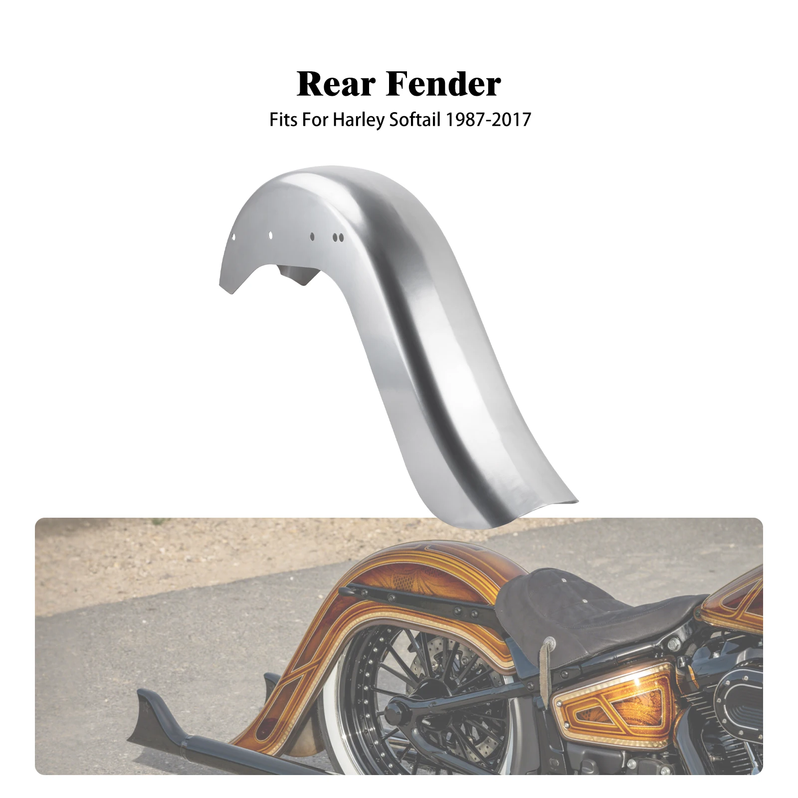 

For Harley Softail 1986-2017 Low Rider Fat Boy Breakout FLFB Motorcycle 6" Extended Rear Fender Mudguards Cover FXLR FLDE FLSB