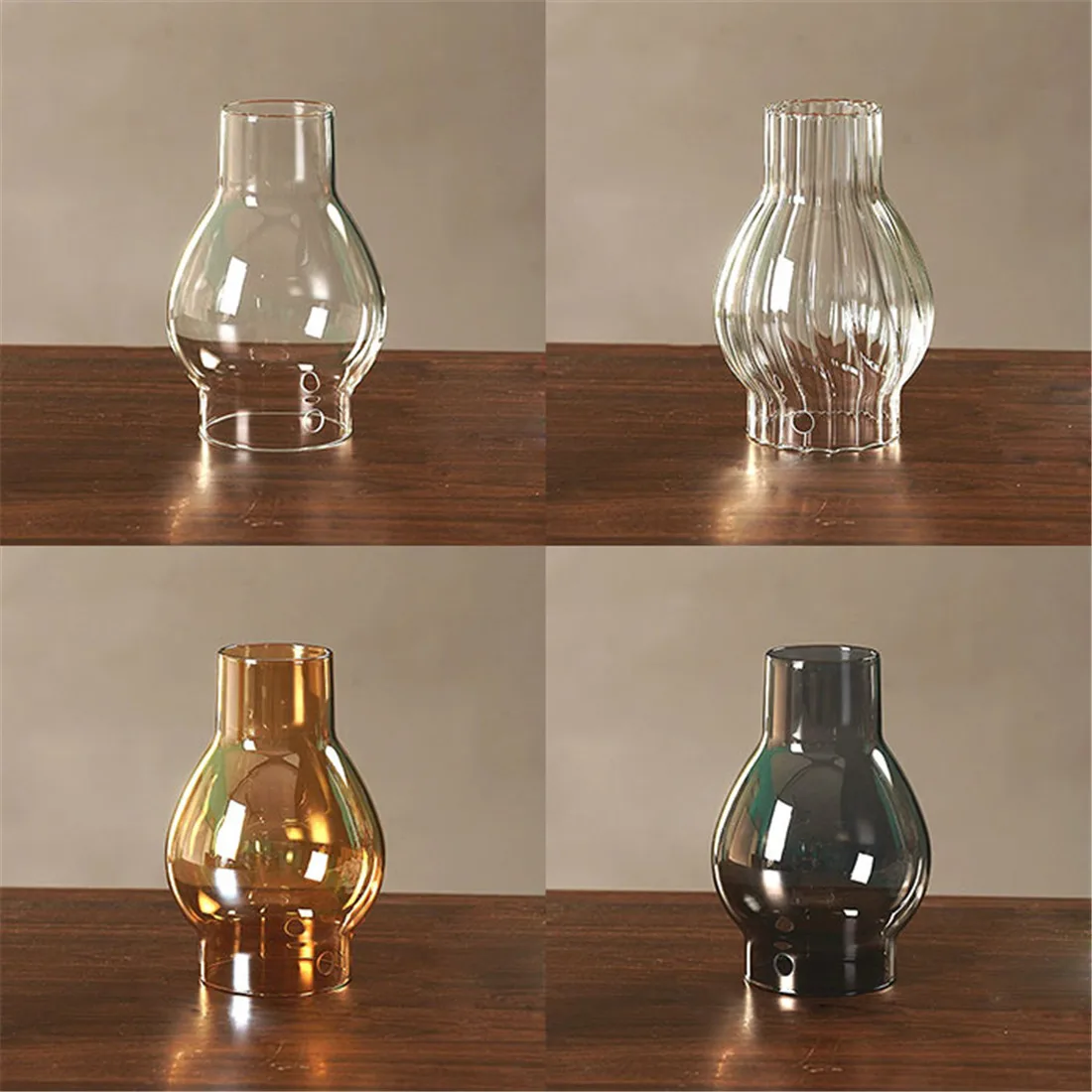 

Полосатый прозрачный янтарно-серый стеклянный абажур, замена масляных ламп, дымчато-серый чайный свечник, подсвечник, крышка для домашнего декора для вечеринки