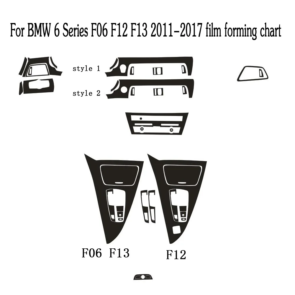 For BMW 6 Series F06 F12 F13 Interior Central Control Panel Door Handle Carbon Fiber Sticker Decals Car styling Accessorie