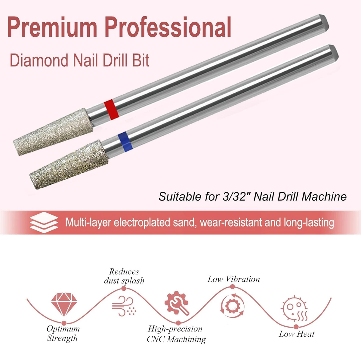 10 stks/set Tapered Diamond Cuticle Bit Nail Boren Manicure Boren Nagels Accessoires Gereedschap