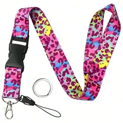 1pc Colorful Neck Breakaway Leopard Lanyard for Id Badge Holder,Keys, Keychain, Lanyard with Quick Release Buckle for Women,Man