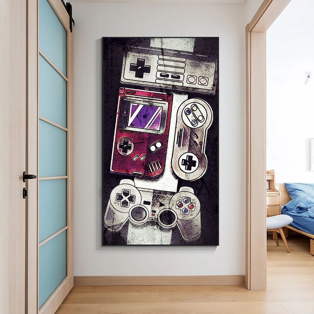 PlayStation Abstract Gamepad Headphones Canvas Paintings Gamer Posters Prints Wall Art Pictures for Playroom Bedroom Home Decor